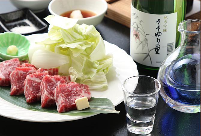 牛肉の陶板焼きとささゆりの里